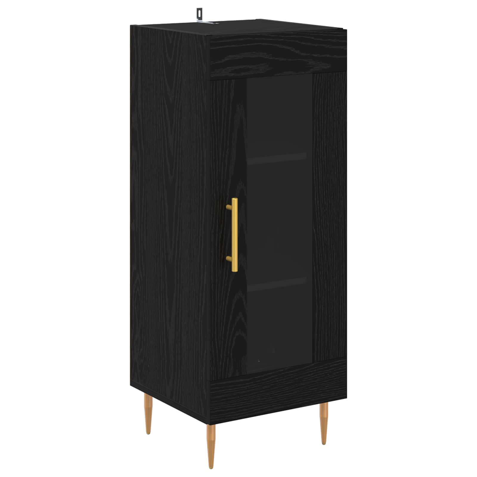 Dressoir Zwart eiken 34 x 34.5 x 90 cm Bewerkt hout is nu te koop bij PeponiXL, paradijselijk wonen!