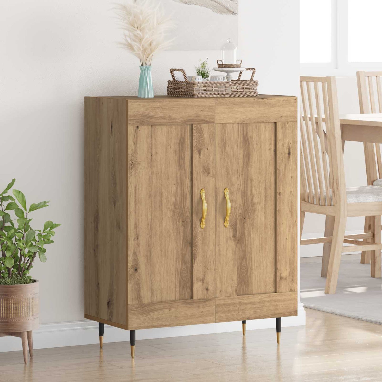 Dressoir Artisan Eiken 69,5 x 34 x 90 cm Bewerkt hout is nu te koop bij PeponiXL, paradijselijk wonen!