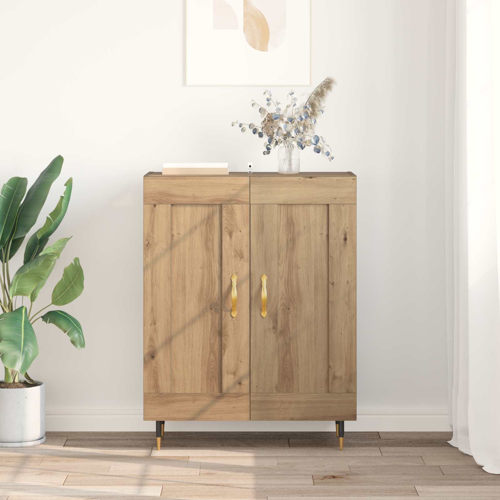 Dressoir Artisan Eiken 69,5 x 34 x 90 cm Bewerkt hout is nu te koop bij PeponiXL, paradijselijk wonen!