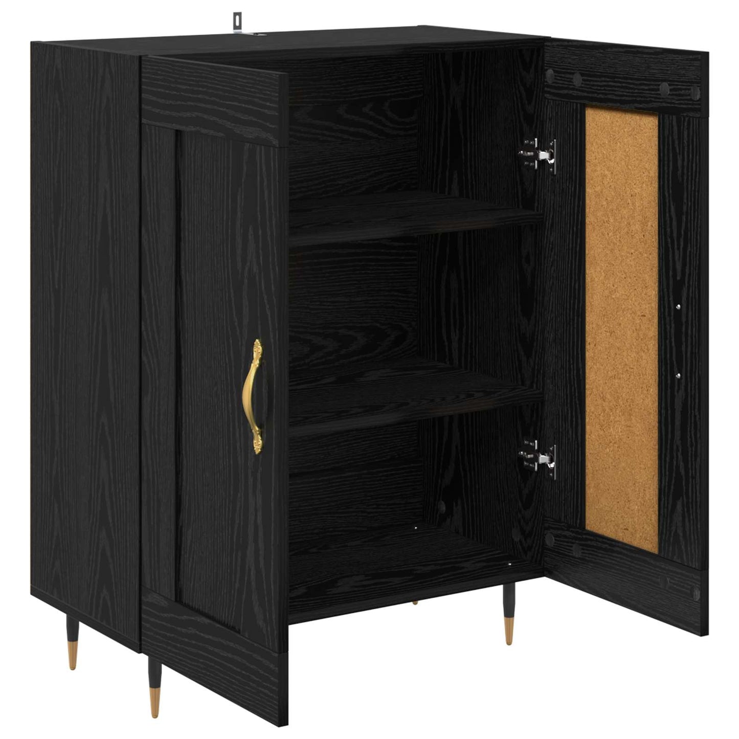 Dressoir Zwart Eiken 69,5 x 34 x 90 cm Bewerkt hout is nu te koop bij PeponiXL, paradijselijk wonen!