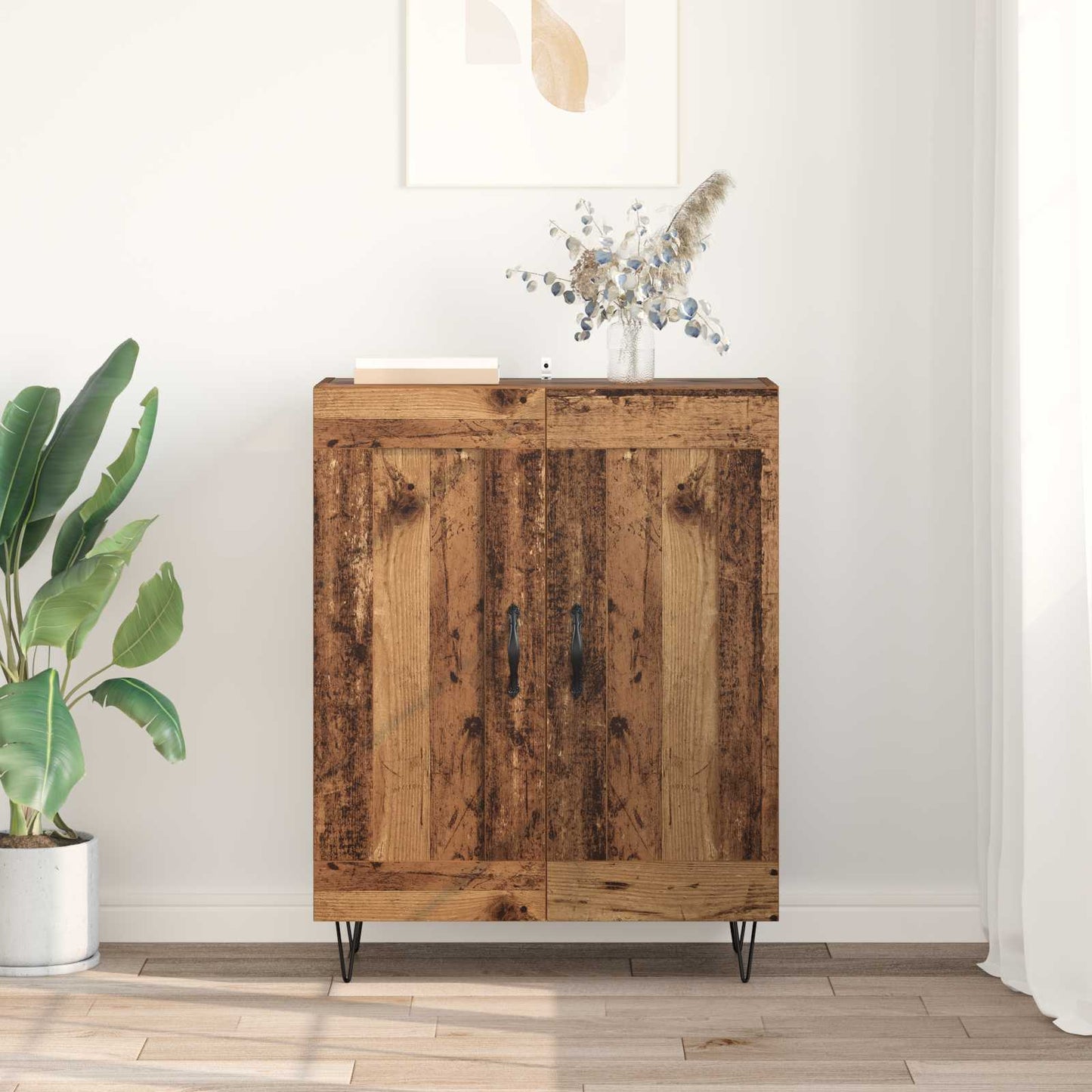 Dressoir Oud Hout 69,5 x 34 x 90 cm Gemonteerd hout en ijzer is nu te koop bij PeponiXL, paradijselijk wonen!