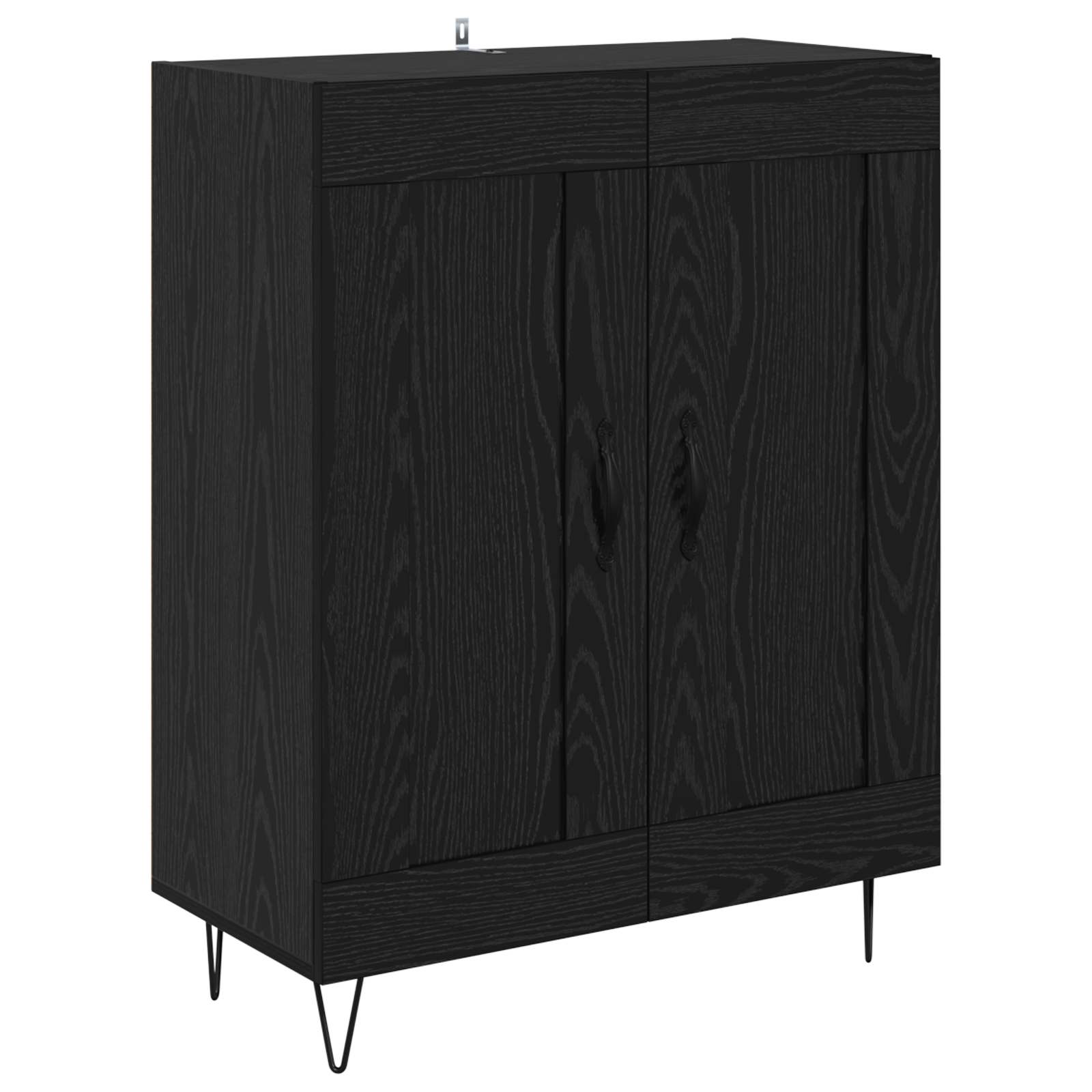 Dressoir Zwart Eiken 69,5 x 34 x 90 cm Gemonteerd hout en ijzer is nu te koop bij PeponiXL, paradijselijk wonen!