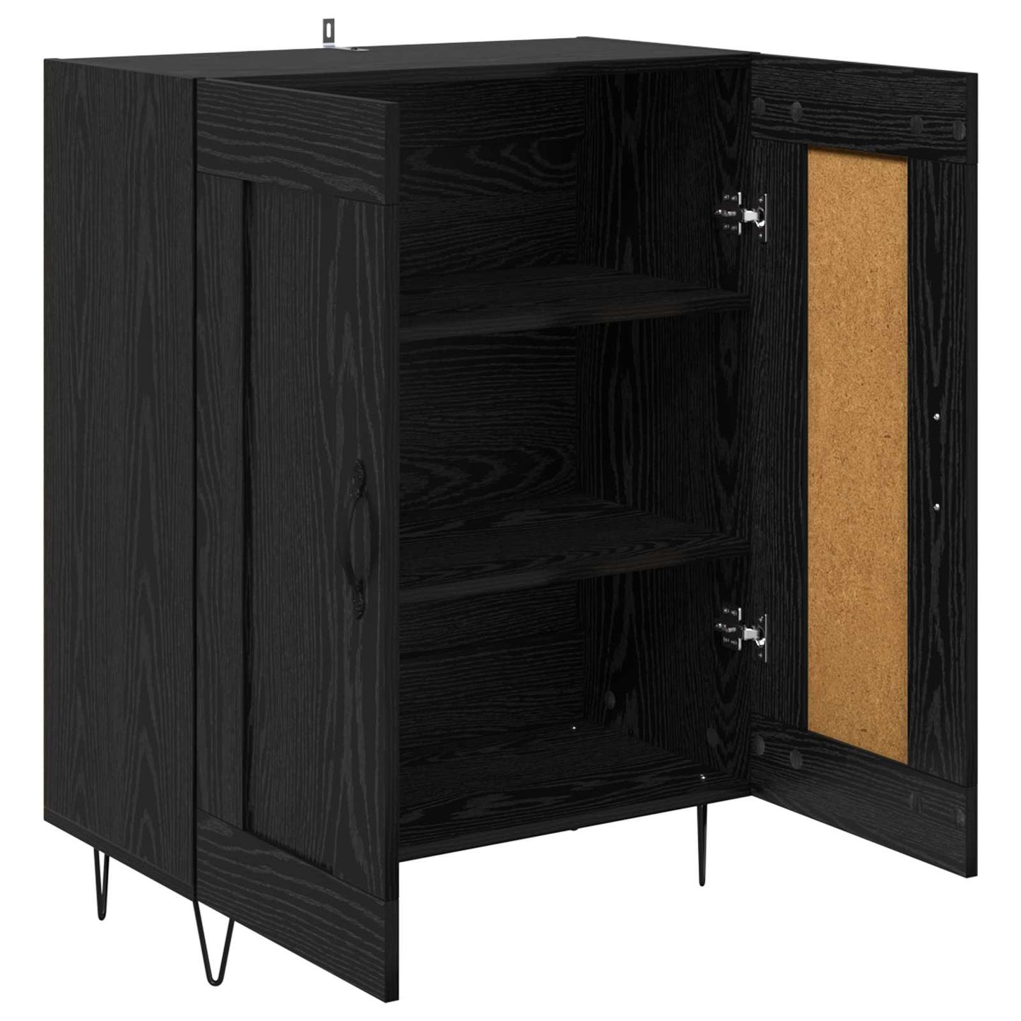 Dressoir Zwart Eiken 69,5 x 34 x 90 cm Gemonteerd hout en ijzer is nu te koop bij PeponiXL, paradijselijk wonen!