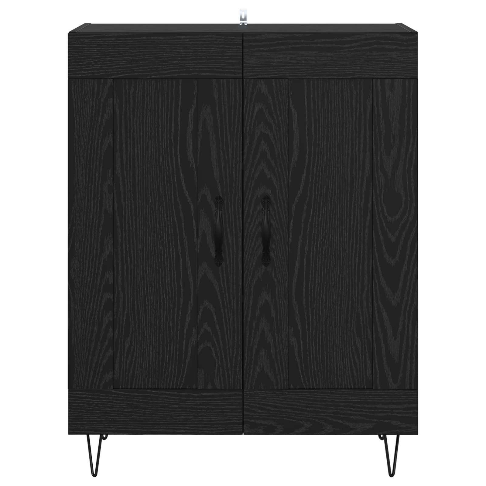 Dressoir Zwart Eiken 69,5 x 34 x 90 cm Gemonteerd hout en ijzer is nu te koop bij PeponiXL, paradijselijk wonen!