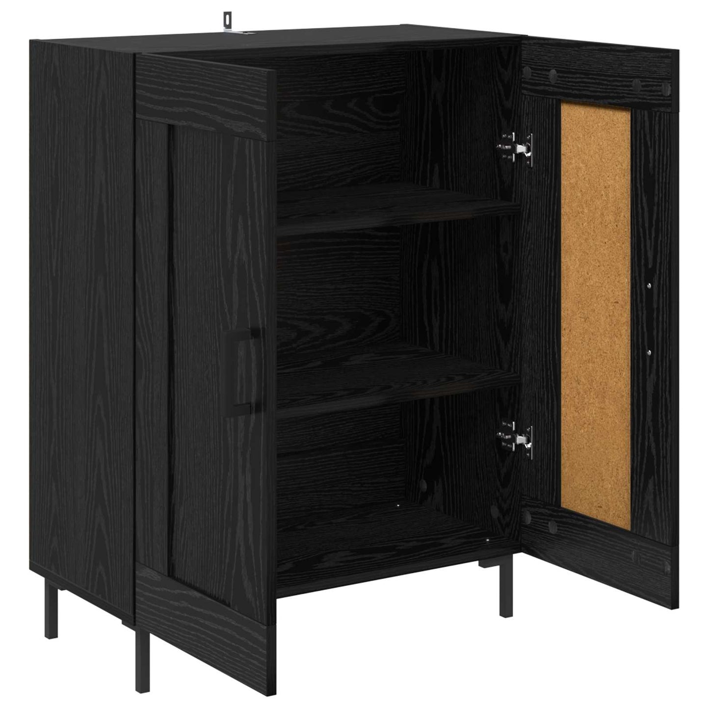 Dressoir Zwart Eiken 69,5 x 34 x 90 cm Gemonteerd hout en ijzer is nu te koop bij PeponiXL, paradijselijk wonen!