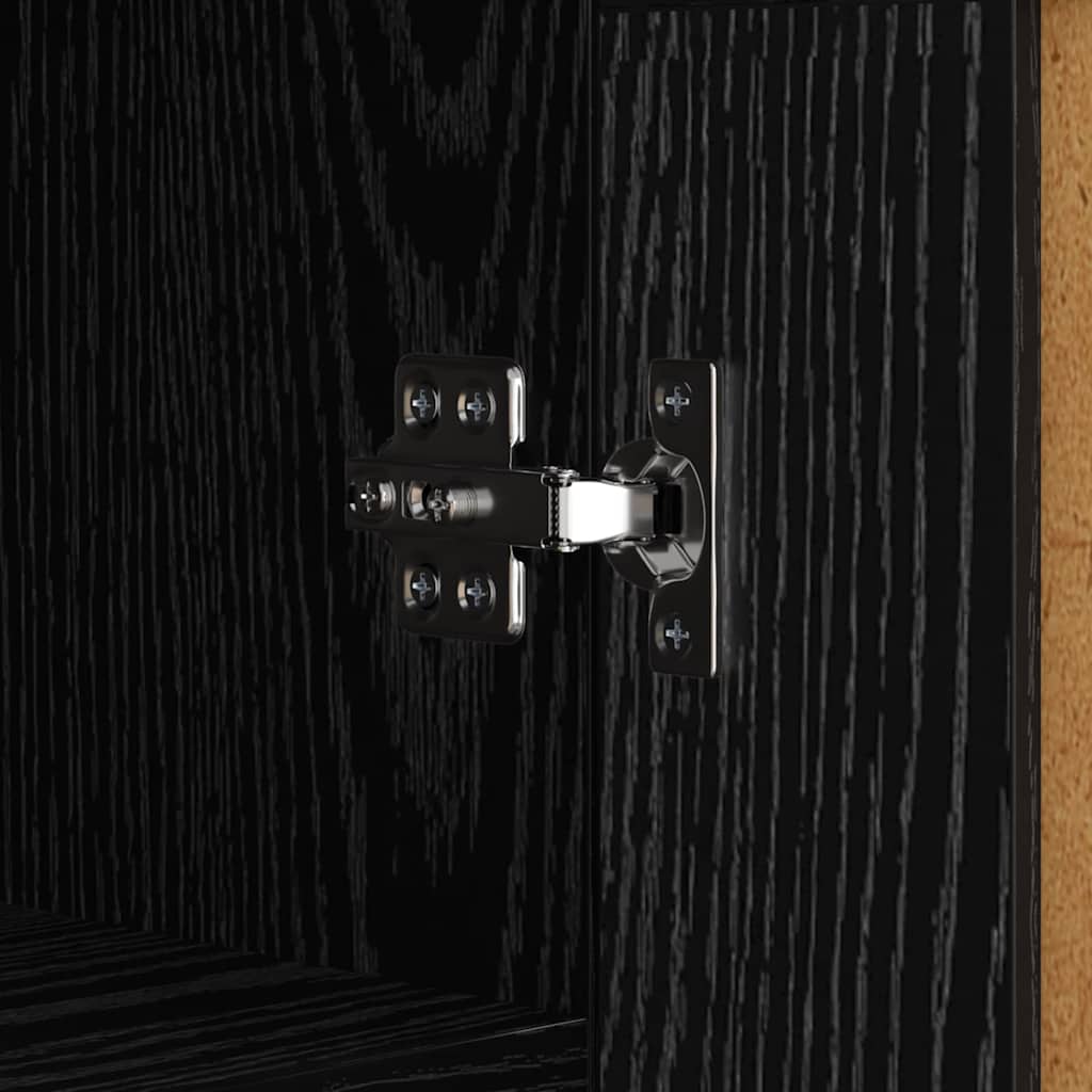 Dressoir Zwart Eiken 69,5 x 34 x 90 cm Gemonteerd hout en ijzer is nu te koop bij PeponiXL, paradijselijk wonen!