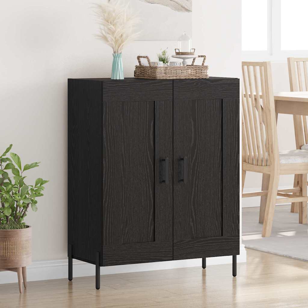 Dressoir Zwart Eiken 69,5 x 34 x 90 cm Gemonteerd hout en ijzer is nu te koop bij PeponiXL, paradijselijk wonen!