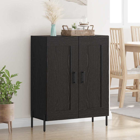 Dressoir Zwart Eiken 69,5 x 34 x 90 cm Gemonteerd hout en ijzer is nu te koop bij PeponiXL, paradijselijk wonen!