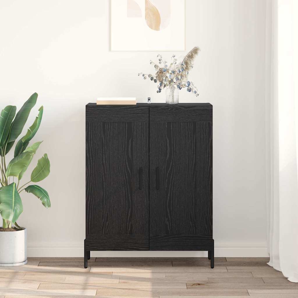 Dressoir Zwart Eiken 69,5 x 34 x 90 cm Gemonteerd hout en ijzer is nu te koop bij PeponiXL, paradijselijk wonen!
