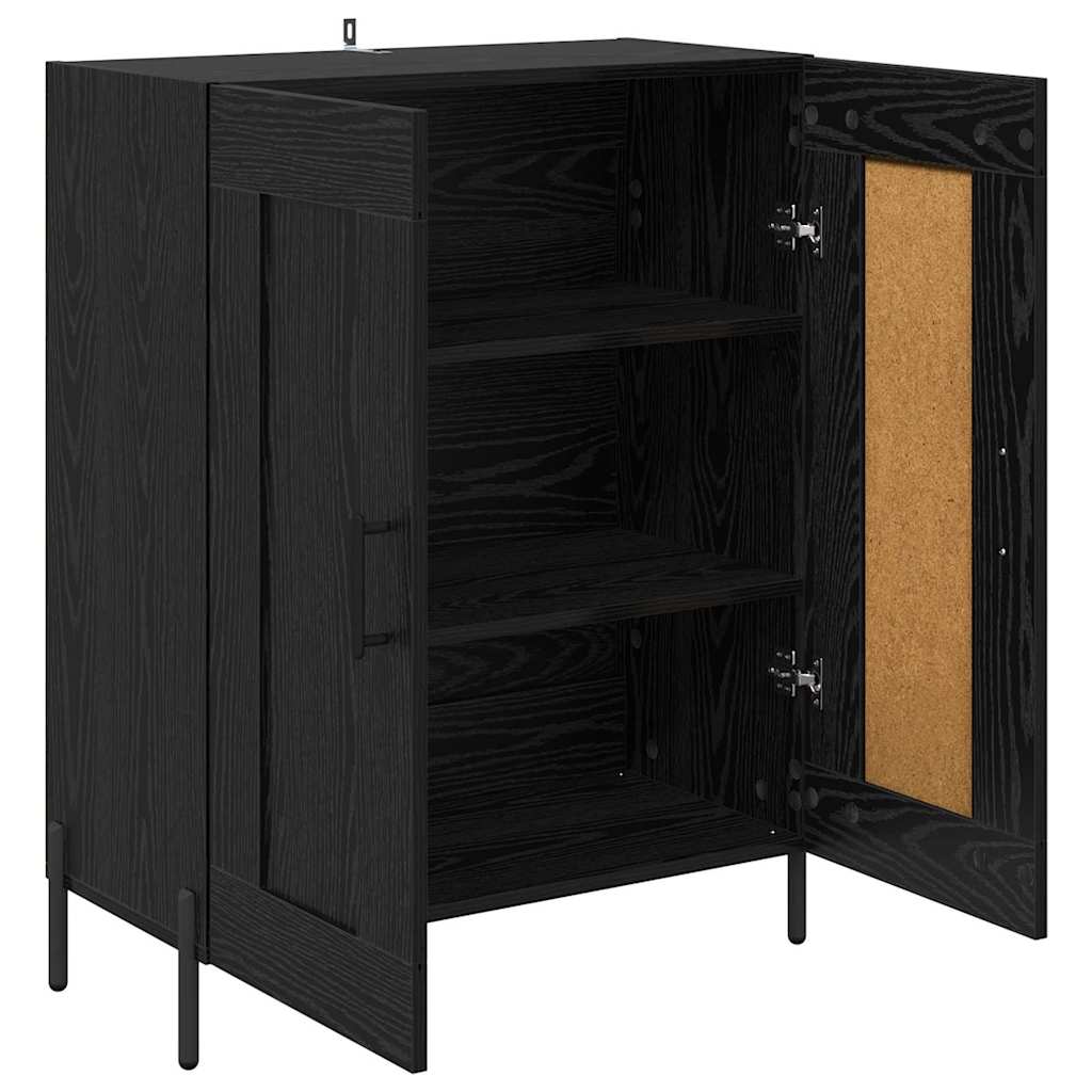 Dressoir Zwart Eiken 69,5 x 34 x 90 cm Gemonteerd hout en ijzer is nu te koop bij PeponiXL, paradijselijk wonen!