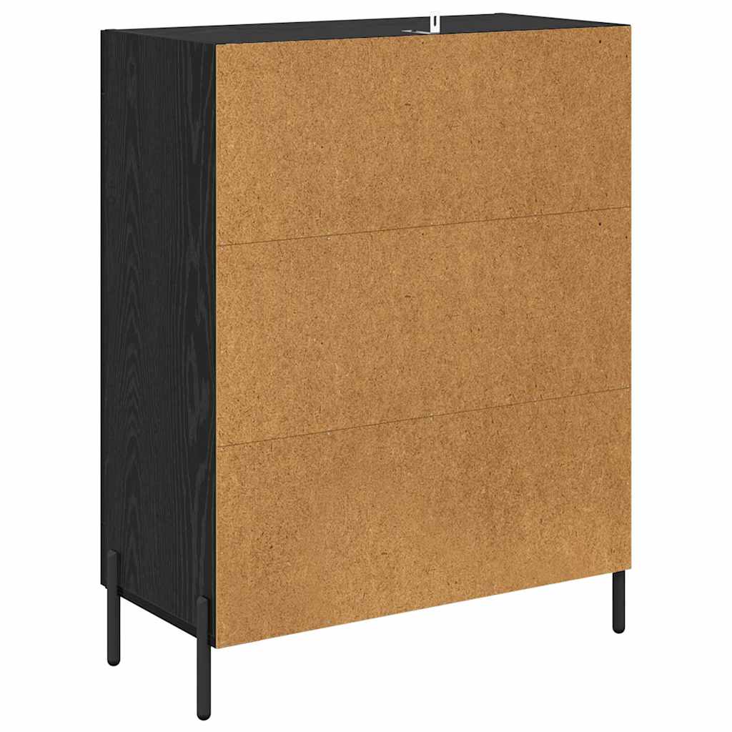 Dressoir Zwart Eiken 69,5 x 34 x 90 cm Gemonteerd hout en ijzer is nu te koop bij PeponiXL, paradijselijk wonen!