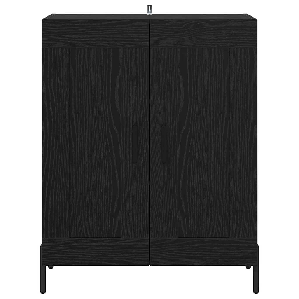 Dressoir Zwart Eiken 69,5 x 34 x 90 cm Gemonteerd hout en ijzer is nu te koop bij PeponiXL, paradijselijk wonen!
