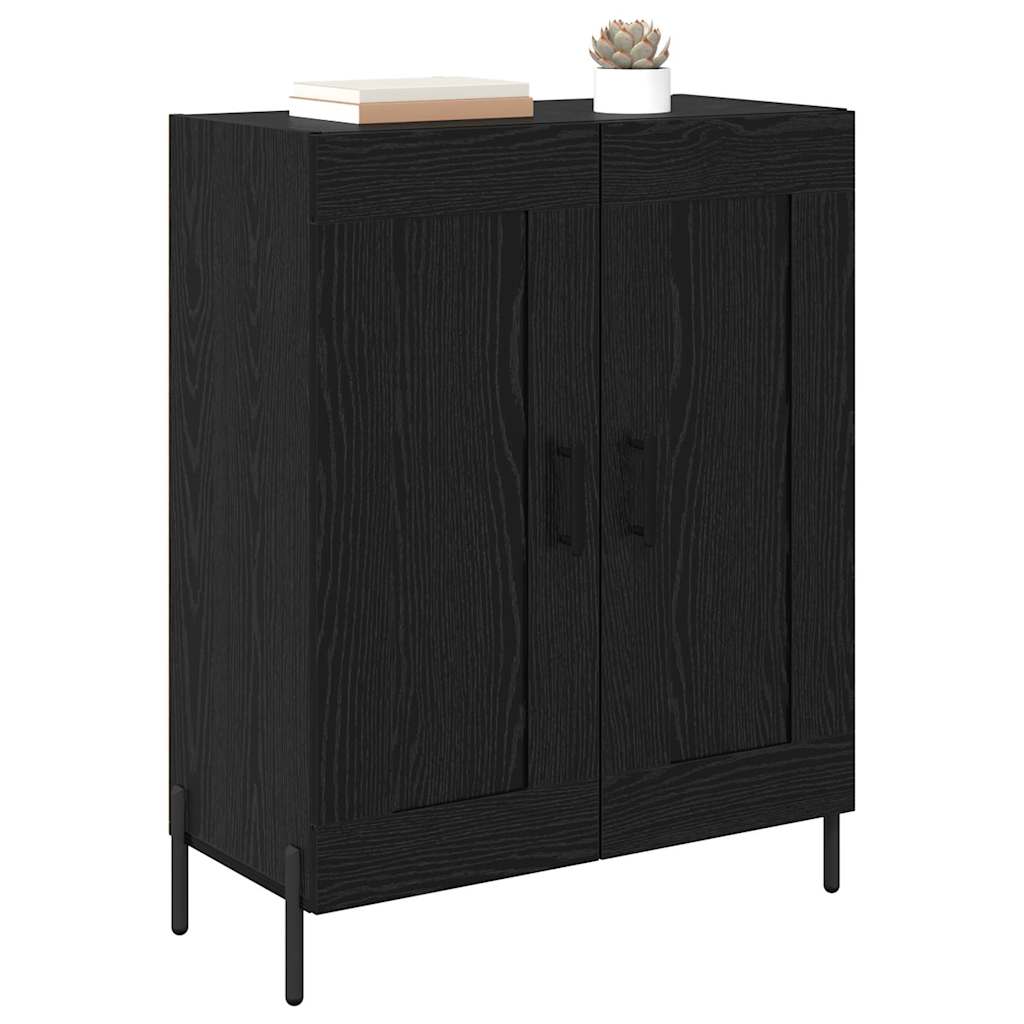Dressoir Zwart Eiken 69,5 x 34 x 90 cm Gemonteerd hout en ijzer is nu te koop bij PeponiXL, paradijselijk wonen!