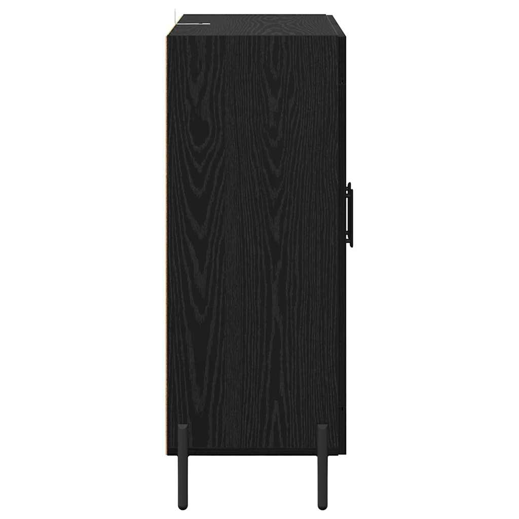 Dressoir Zwart Eiken 69,5 x 34 x 90 cm Gemonteerd hout en ijzer is nu te koop bij PeponiXL, paradijselijk wonen!