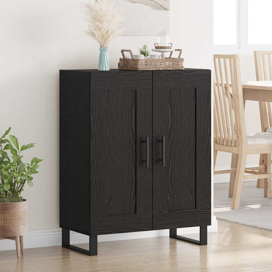 Dressoir Zwart Eiken 69,5 x 34 x 90 cm Gemonteerd hout en ijzer is nu te koop bij PeponiXL, paradijselijk wonen!