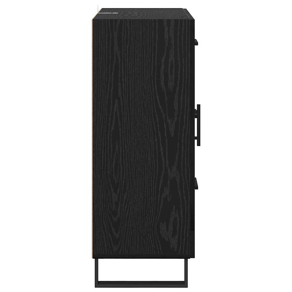 Dressoir Zwart Eiken 69,5 x 34 x 90 cm Gemonteerd hout en ijzer is nu te koop bij PeponiXL, paradijselijk wonen!