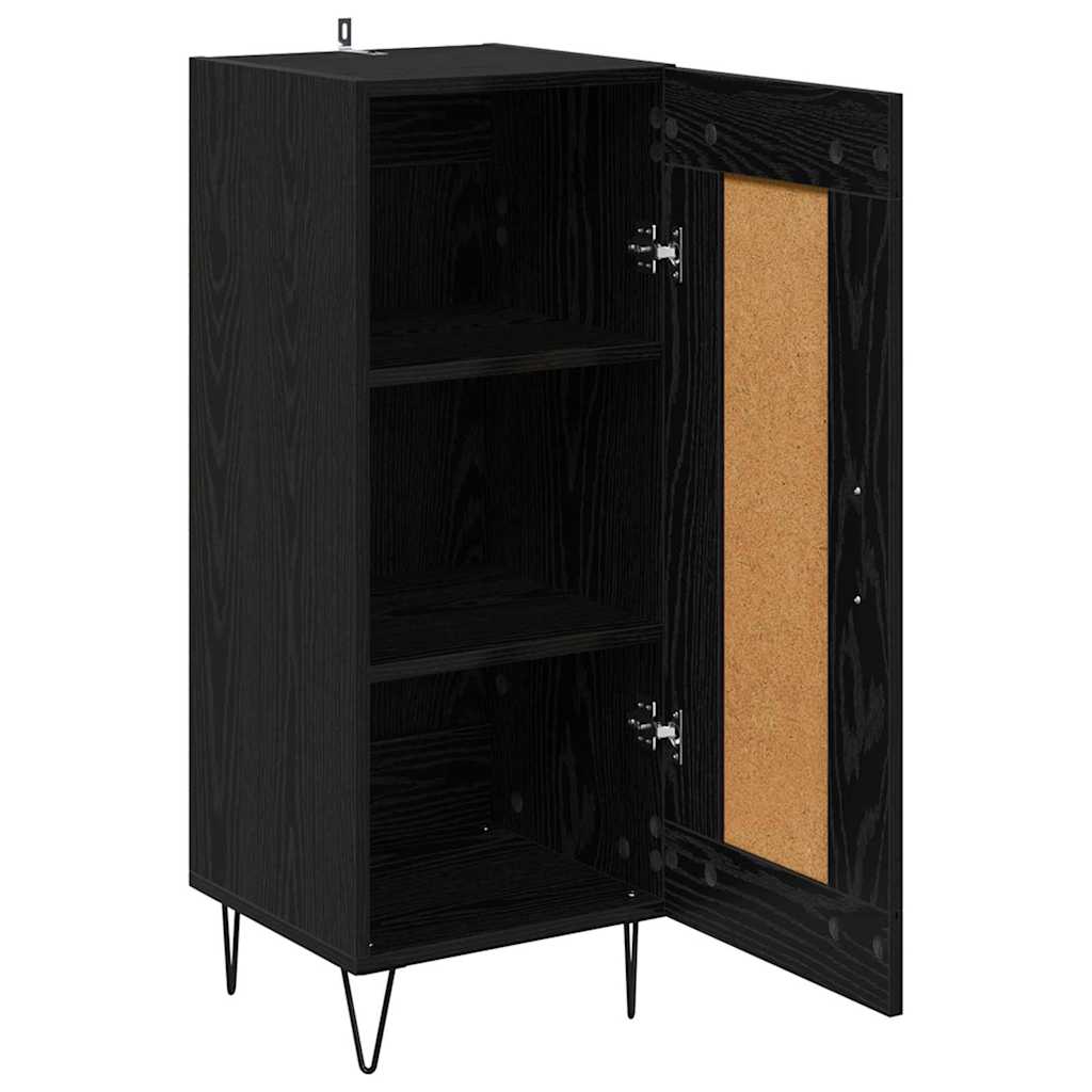 Dressoir Zwart Eiken 34,5 x 34 x 90 cm Gemonteerd hout en ijzer is nu te koop bij PeponiXL, paradijselijk wonen!