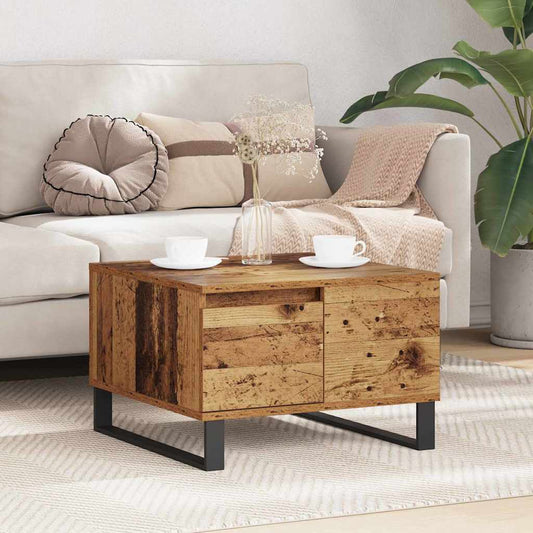Salontafel met lade Oud Hout 55 x 55 x 36,5 cm Bewerkt hout is nu te koop bij PeponiXL, paradijselijk wonen!