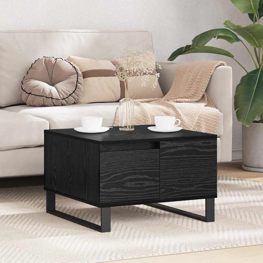 Salontafel met lade Zwart Eiken 55 x 55 x 36,5 cm Bewerkt hout is nu te koop bij PeponiXL, paradijselijk wonen!