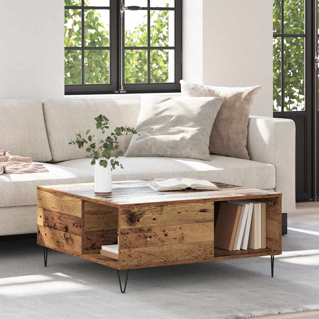 Salontafel Oud Hout 80 x 80 x 36,5 cm Bewerkt hout is nu te koop bij PeponiXL, paradijselijk wonen!