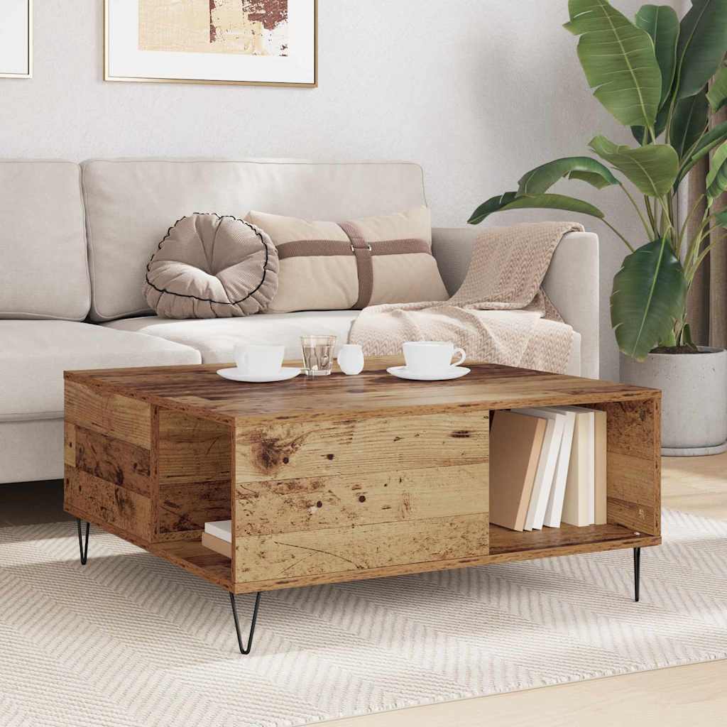 Salontafel Oud Hout 80 x 80 x 36,5 cm Bewerkt hout is nu te koop bij PeponiXL, paradijselijk wonen!