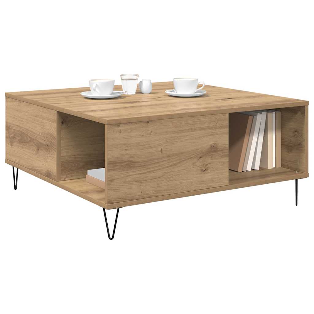 Salontafel Artisan Eiken 80 x 80 x 36,5 cm Bewerkt hout is nu te koop bij PeponiXL, paradijselijk wonen!
