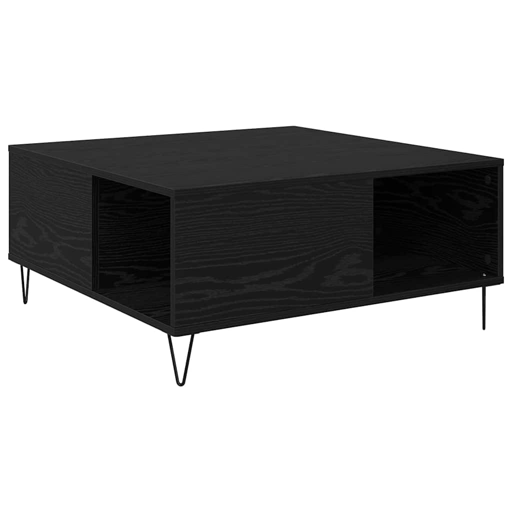 Salontafel Zwart Eiken 80 x 80 x 36,5 cm Bewerkt hout is nu te koop bij PeponiXL, paradijselijk wonen!