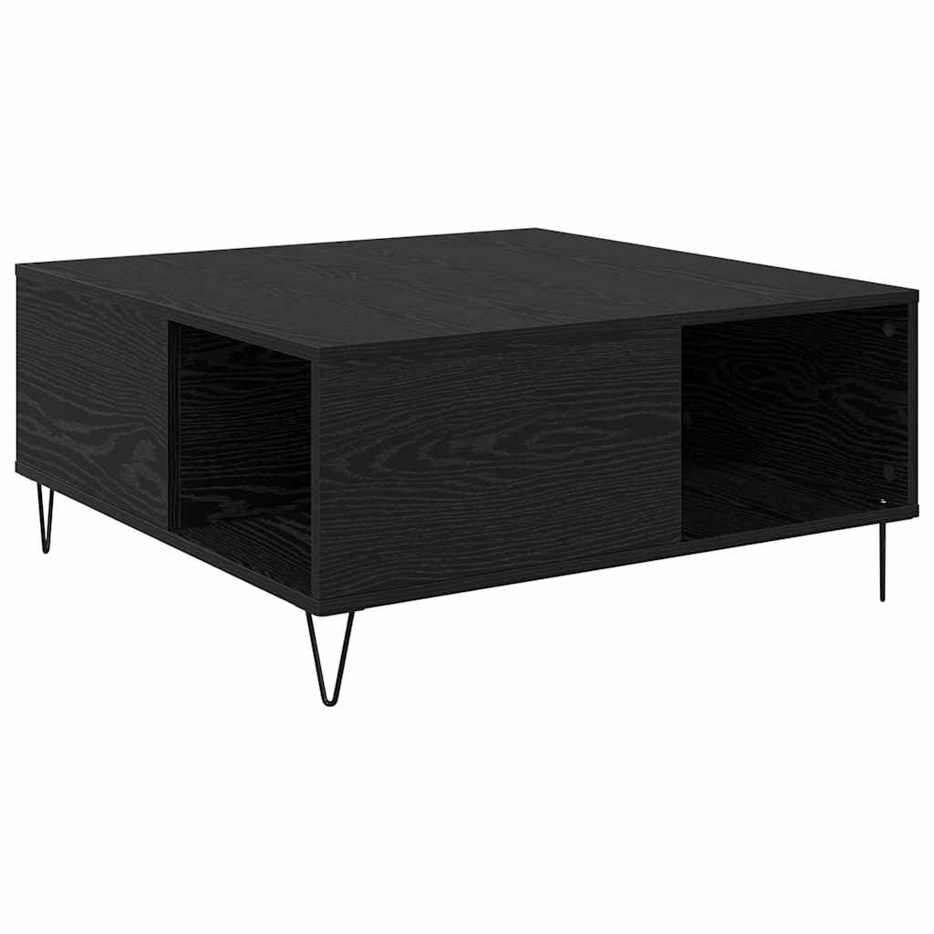 Salontafel Zwart Eiken 80 x 80 x 36,5 cm Bewerkt hout is nu te koop bij PeponiXL, paradijselijk wonen!