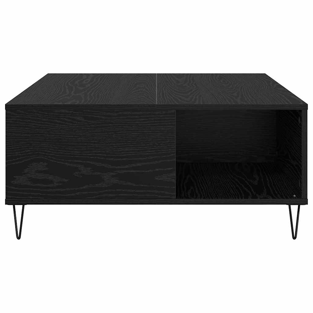 Salontafel Zwart Eiken 80 x 80 x 36,5 cm Bewerkt hout is nu te koop bij PeponiXL, paradijselijk wonen!