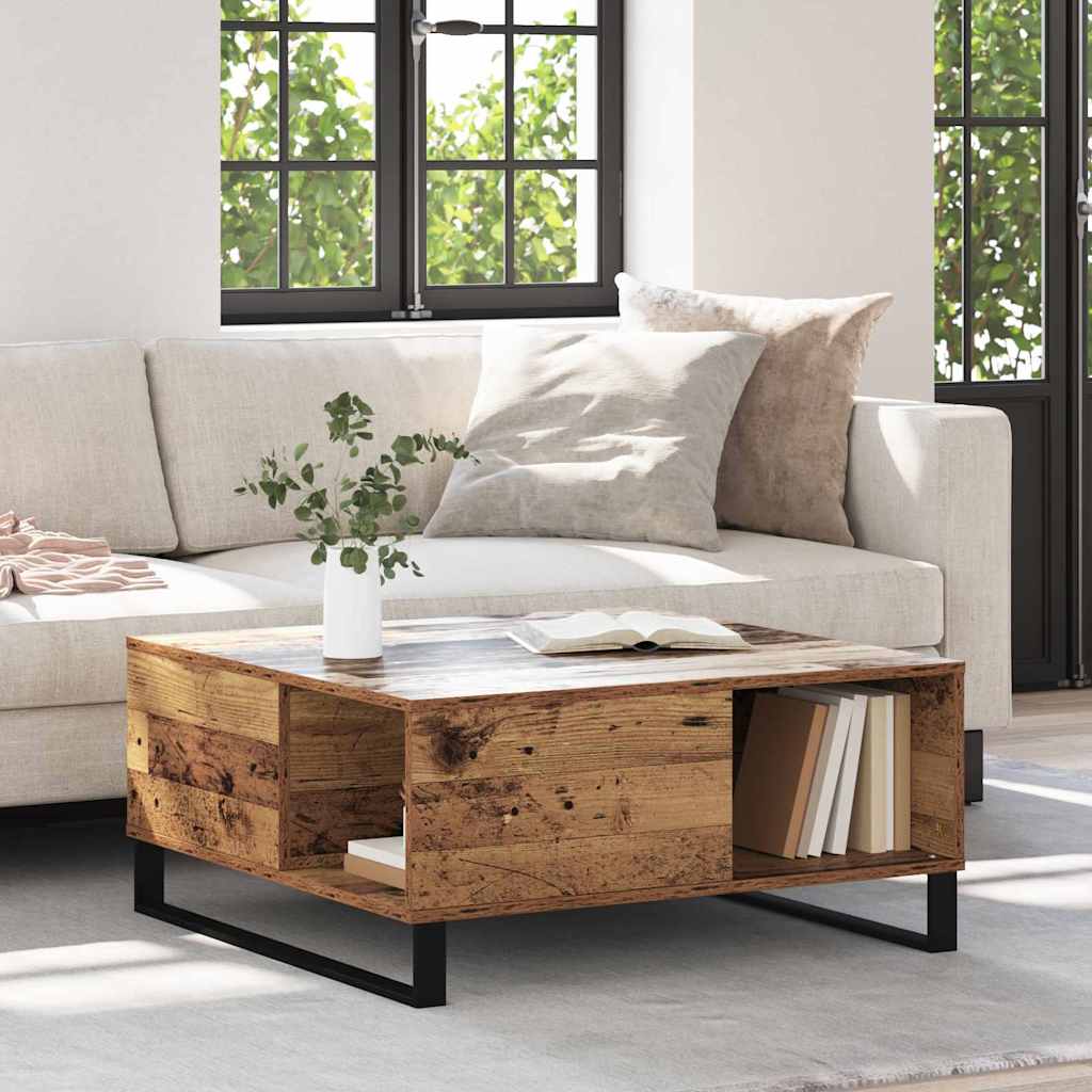 Salontafel Oud Hout 80 x 80 x 36,5 cm Bewerkt hout is nu te koop bij PeponiXL, paradijselijk wonen!