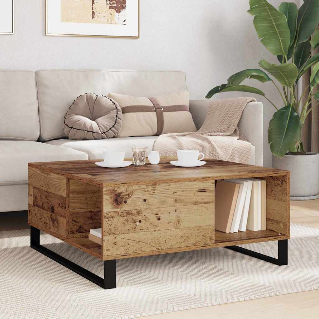 Salontafel Oud Hout 80 x 80 x 36,5 cm Bewerkt hout is nu te koop bij PeponiXL, paradijselijk wonen!
