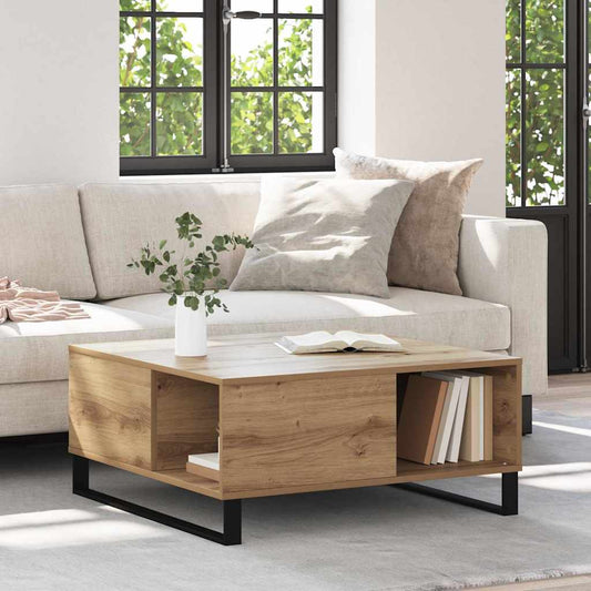 Salontafel Artisan Eiken 80 x 80 x 36,5 cm Bewerkt hout is nu te koop bij PeponiXL, paradijselijk wonen!