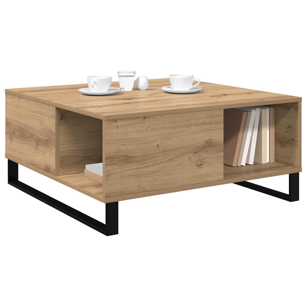 Salontafel Artisan Eiken 80 x 80 x 36,5 cm Bewerkt hout is nu te koop bij PeponiXL, paradijselijk wonen!