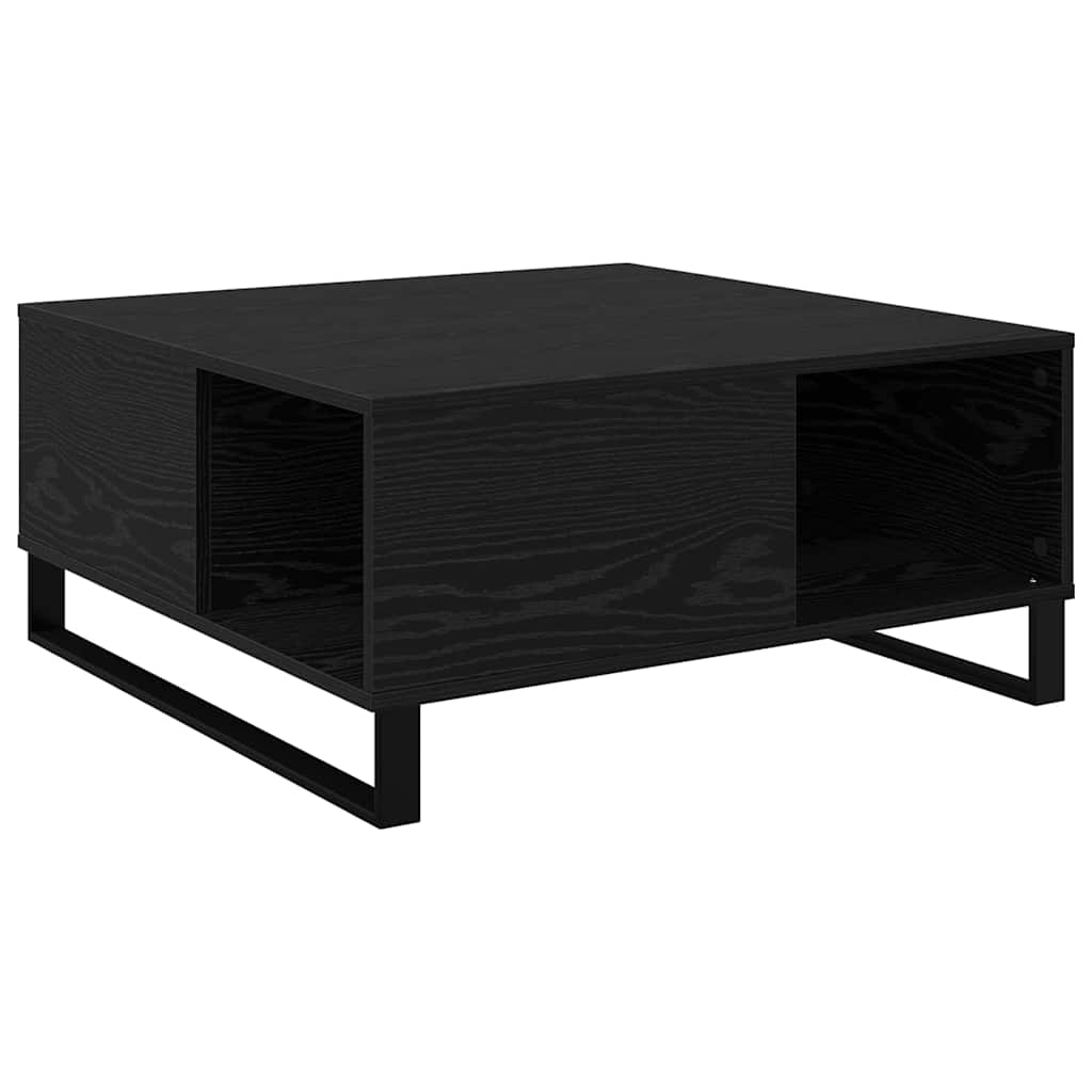 Salontafel Zwart Eiken 80 x 80 x 36,5 cm Bewerkt hout is nu te koop bij PeponiXL, paradijselijk wonen!