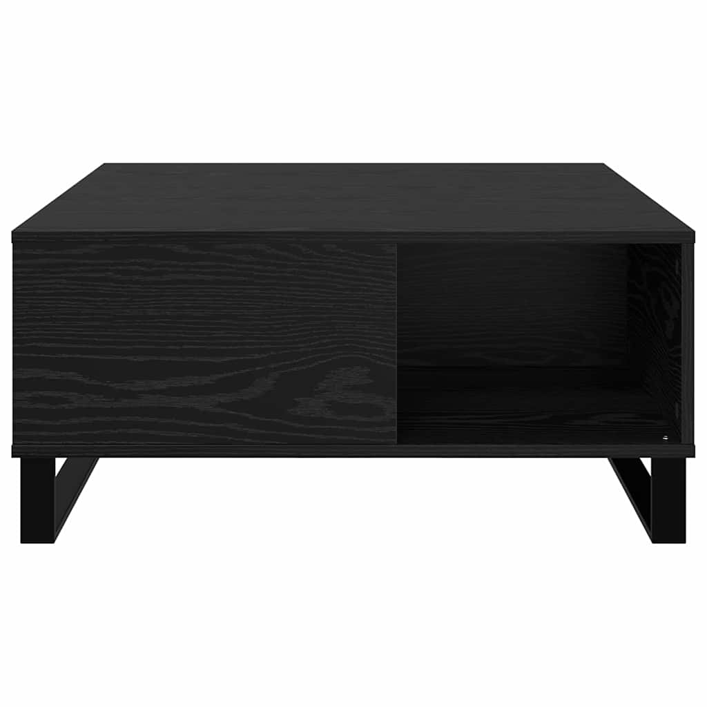 Salontafel Zwart Eiken 80 x 80 x 36,5 cm Bewerkt hout is nu te koop bij PeponiXL, paradijselijk wonen!