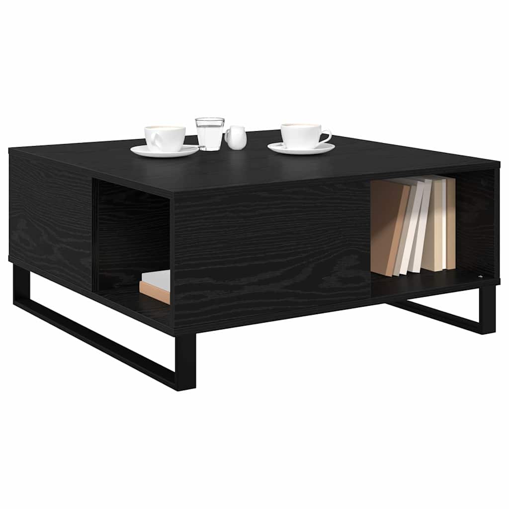 Salontafel Zwart Eiken 80 x 80 x 36,5 cm Bewerkt hout is nu te koop bij PeponiXL, paradijselijk wonen!