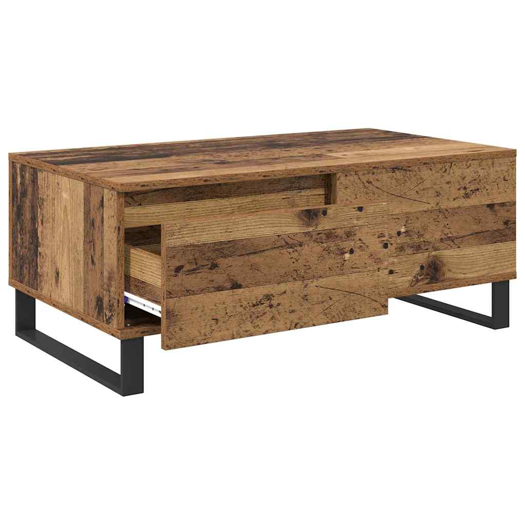 Salontafel met lade Oud Hout 90 x 50 x 36,5 cm Bewerkt hout is nu te koop bij PeponiXL, paradijselijk wonen!
