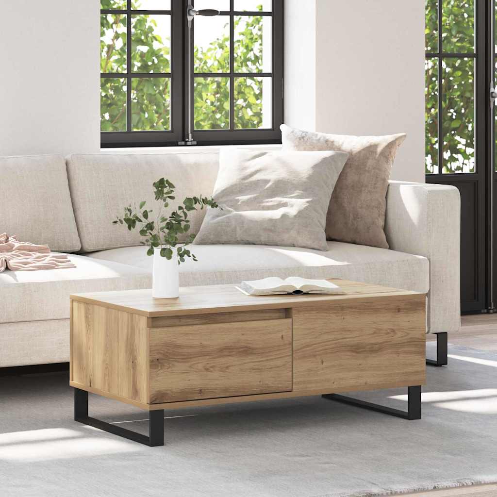 Salontafel Artisan Eiken 90 x 50 x 36,5 cm Bewerkt hout is nu te koop bij PeponiXL, paradijselijk wonen!