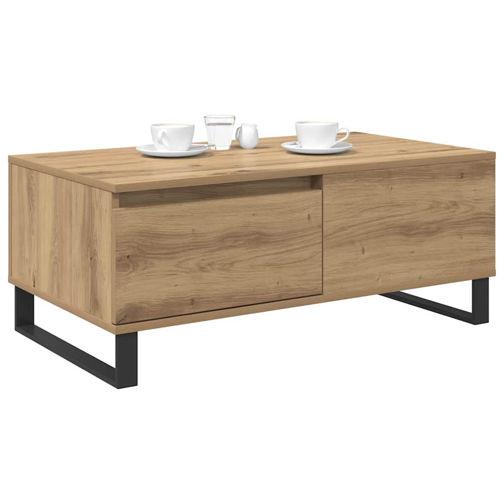 Salontafel Artisan Eiken 90 x 50 x 36,5 cm Bewerkt hout is nu te koop bij PeponiXL, paradijselijk wonen!