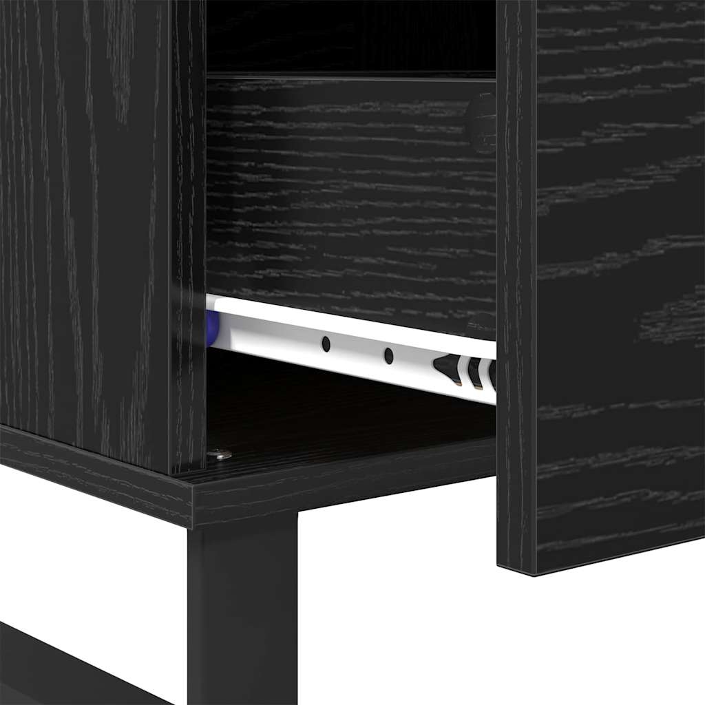 Salontafel met lade Zwart Eiken 90 x 50 x 36,5 cm Bewerkt hout is nu te koop bij PeponiXL, paradijselijk wonen!