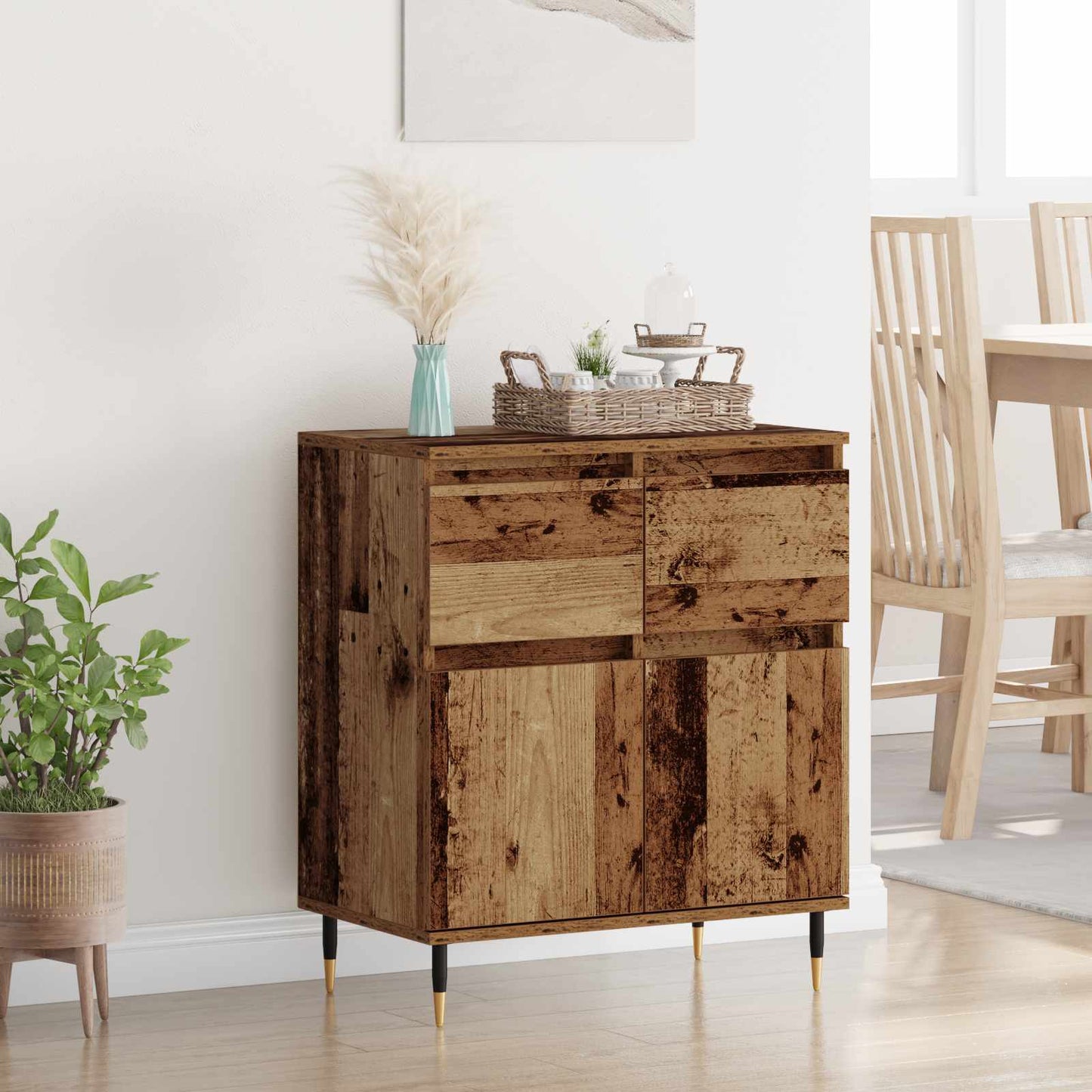 Dressoir Oud Hout 60 x 35 x 70 cm Gemonteerd hout en ijzer is nu te koop bij PeponiXL, paradijselijk wonen!