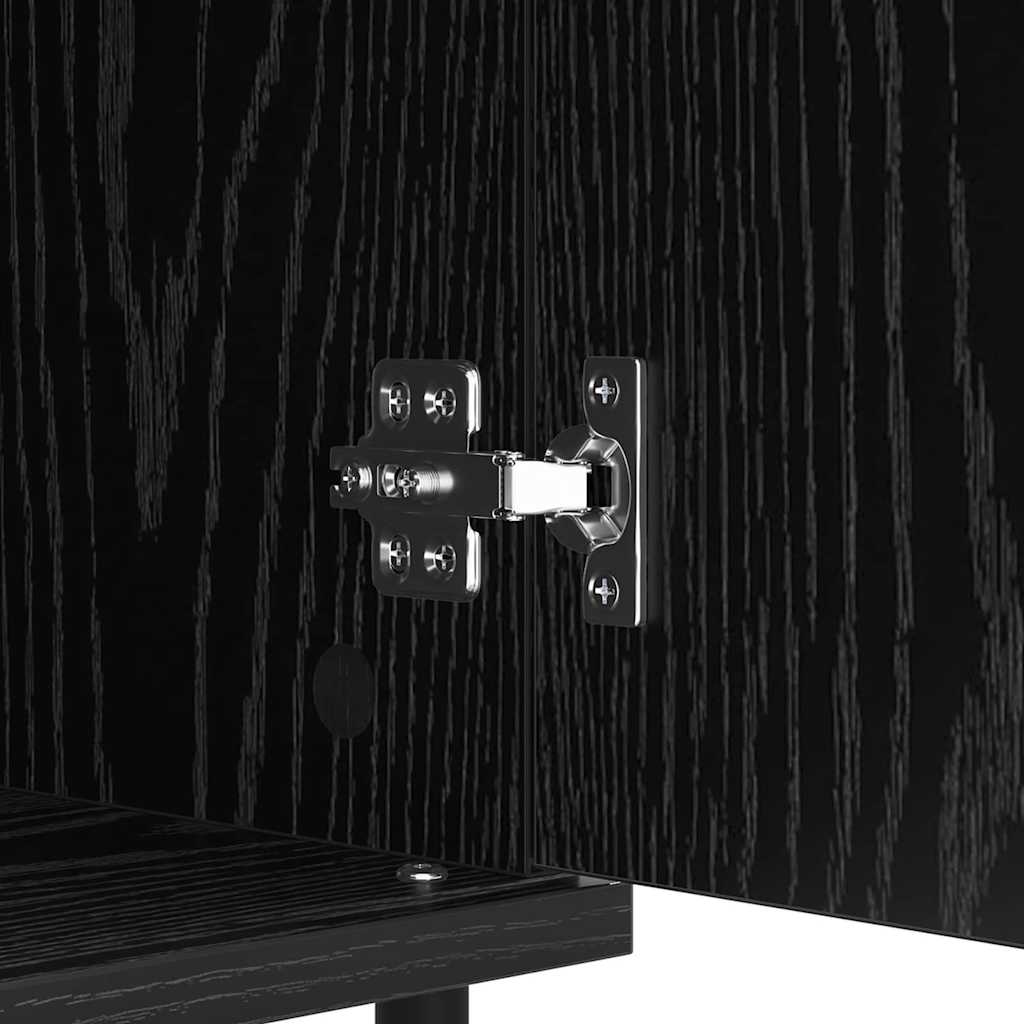 Dressoir Zwart Eiken 60 x 35 x 70 cm Gemonteerd hout en ijzer is nu te koop bij PeponiXL, paradijselijk wonen!