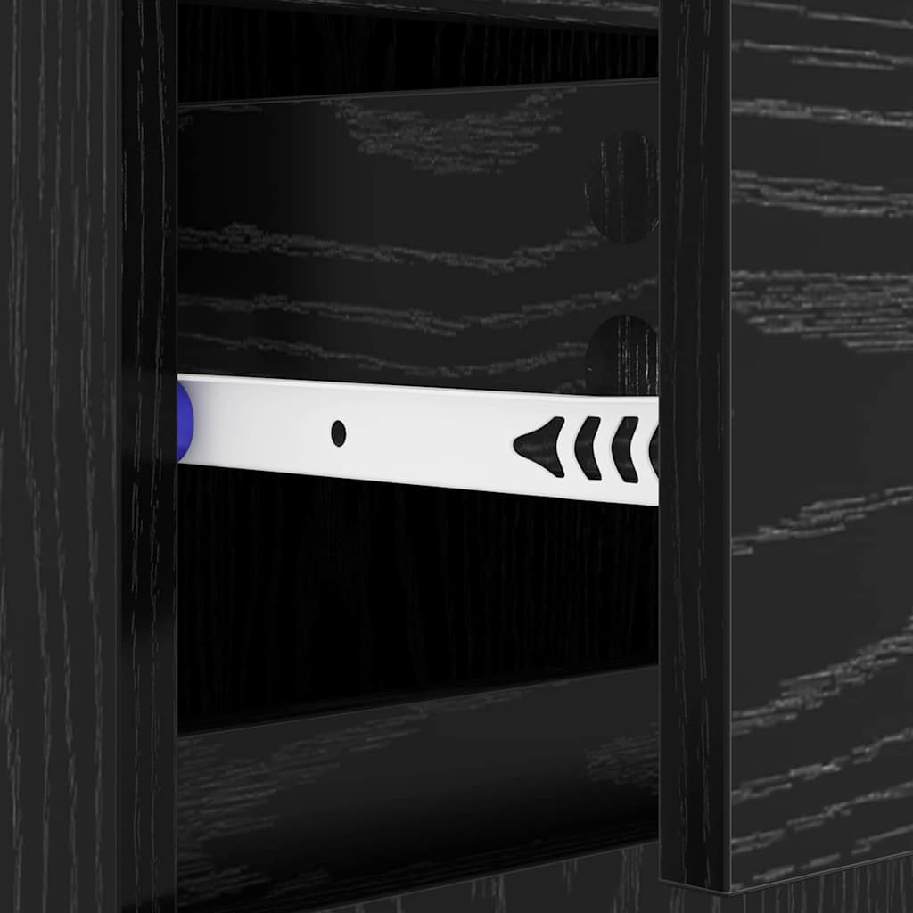 Dressoir Zwart Eiken 60 x 35 x 70 cm Gemonteerd hout en ijzer is nu te koop bij PeponiXL, paradijselijk wonen!