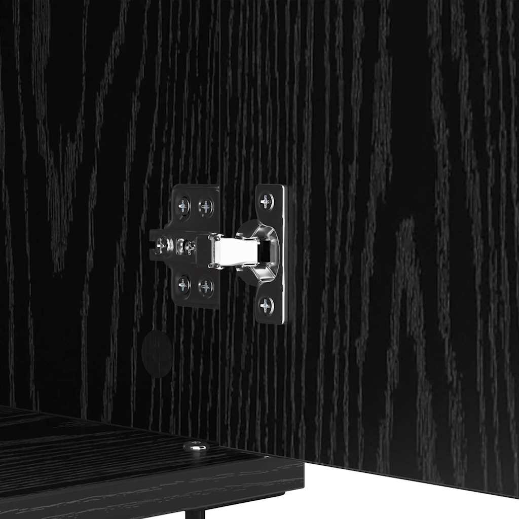 Dressoir Zwart Eiken 60 x 35 x 70 cm Gemonteerd hout en ijzer is nu te koop bij PeponiXL, paradijselijk wonen!