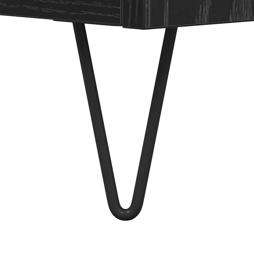 Dressoir Zwart Eiken 60 x 35 x 70 cm Gemonteerd hout en ijzer is nu te koop bij PeponiXL, paradijselijk wonen!