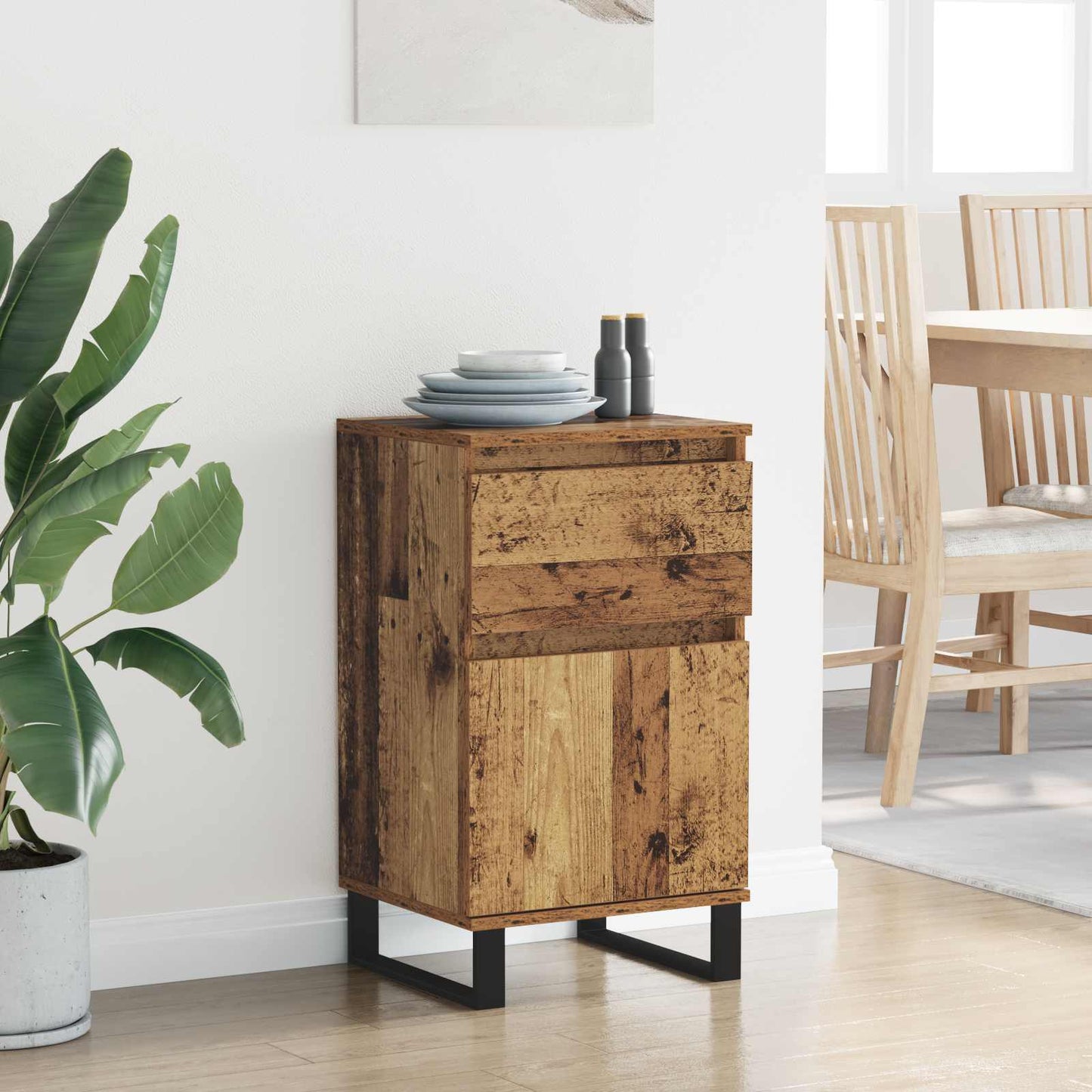 Dressoir met lade Oud hout 35 x 40 x 70 cm Bewerkt hout is nu te koop bij PeponiXL, paradijselijk wonen!