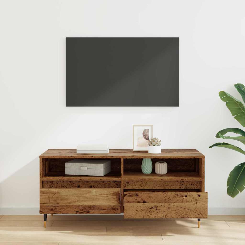 TV-kast Oud Hout 100 x 34,5 x 44,5 cm Gemonteerd hout en ijzer is nu te koop bij PeponiXL, paradijselijk wonen!