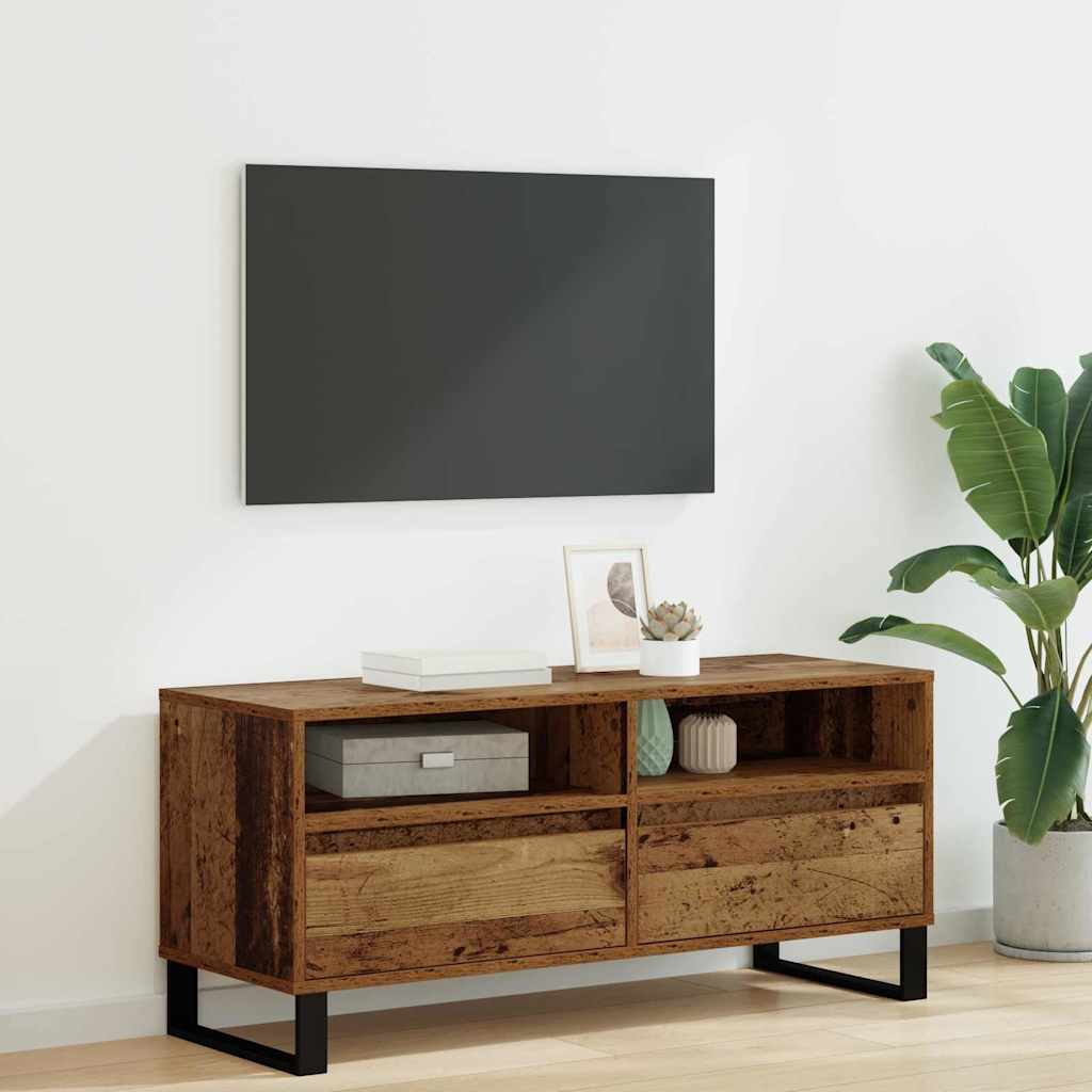 TV-kast Oud Hout 100 x 34,5 x 44,5 cm Gemonteerd hout en ijzer is nu te koop bij PeponiXL, paradijselijk wonen!