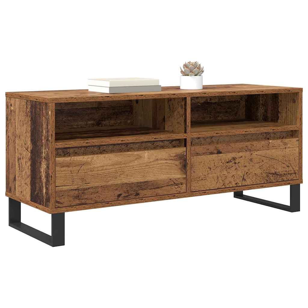 TV-kast Oud Hout 100 x 34,5 x 44,5 cm Gemonteerd hout en ijzer is nu te koop bij PeponiXL, paradijselijk wonen!