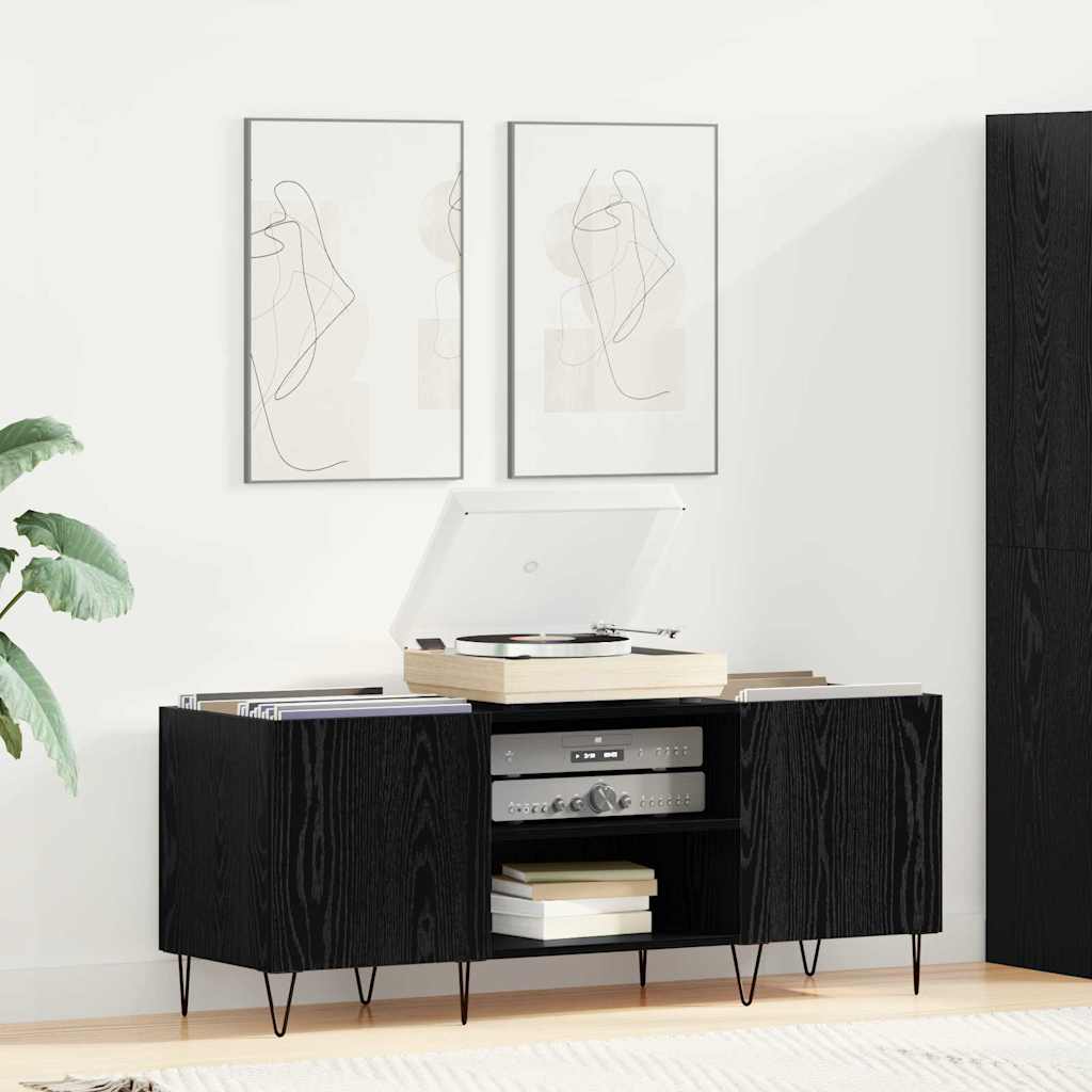Platenkast met plank met opslag Zwart Eiken 121 x 38 x 48 cm is nu te koop bij PeponiXL, paradijselijk wonen!